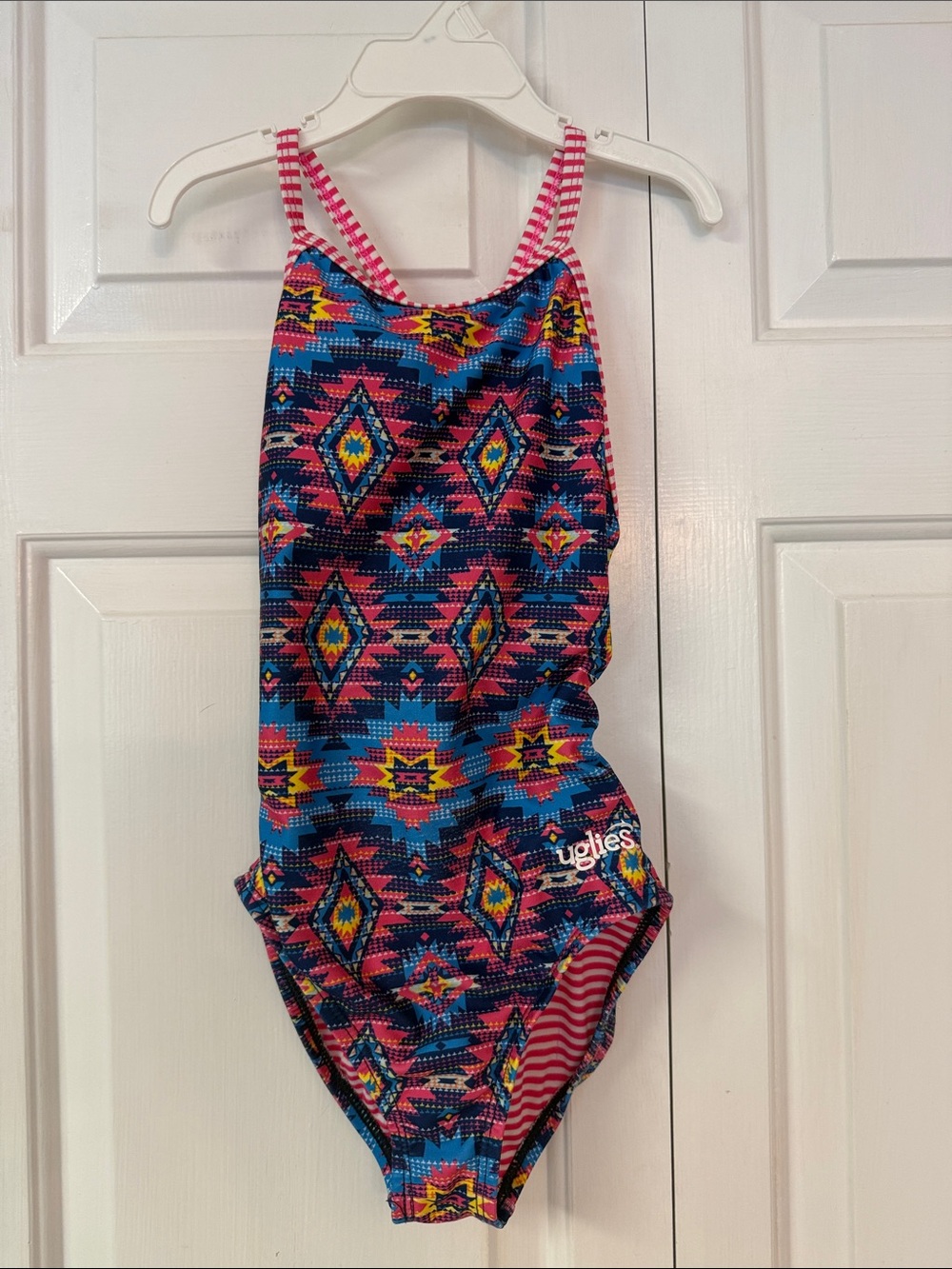 Dolfin Pink and White Striped Girls Swimwear